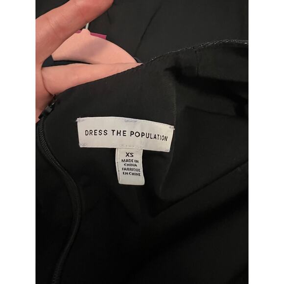 Dress The Population Daria Dress Formal cocktail party Shiny Blue XS Plunge neck - Picture 5 of 14